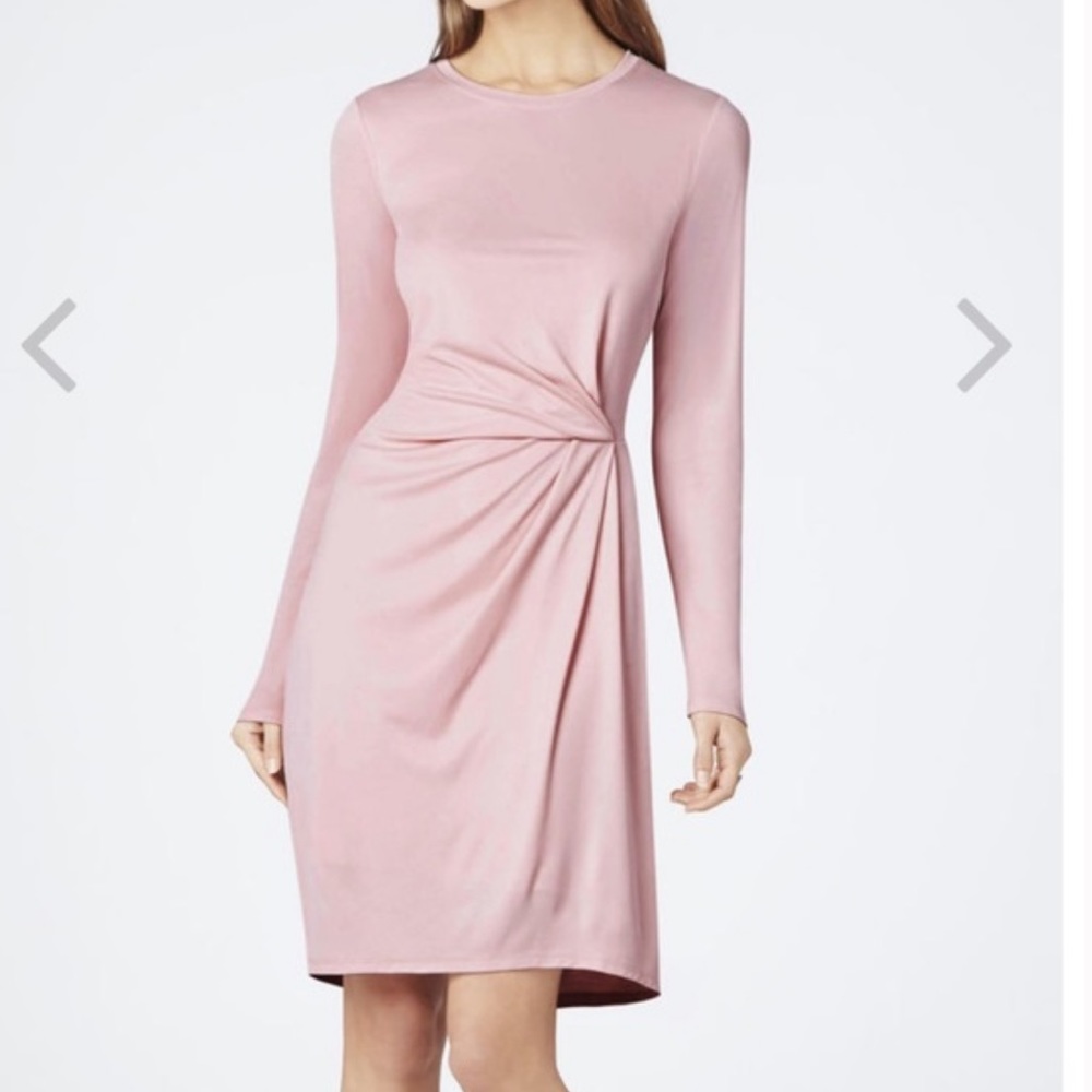 NWT BCBGMAXAZRIA ADRIENE Long Sleeve Dress VintageWhisperPink Size Large